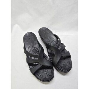 Crocs Women's Sanrah Wedge Strappy Sandals Black Size 11